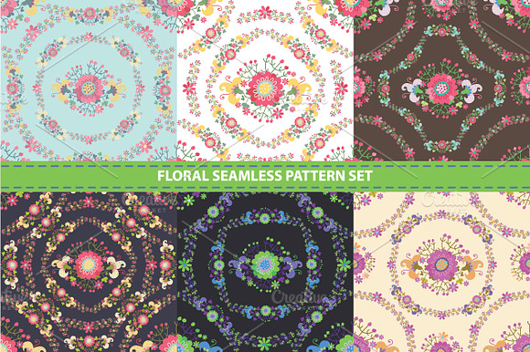 Cute floral seamless pattern set 4