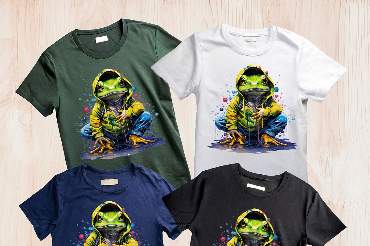 Cool frog wearing hoodie., an Animal Illustration by yod67 (Photo 3 of 9)
