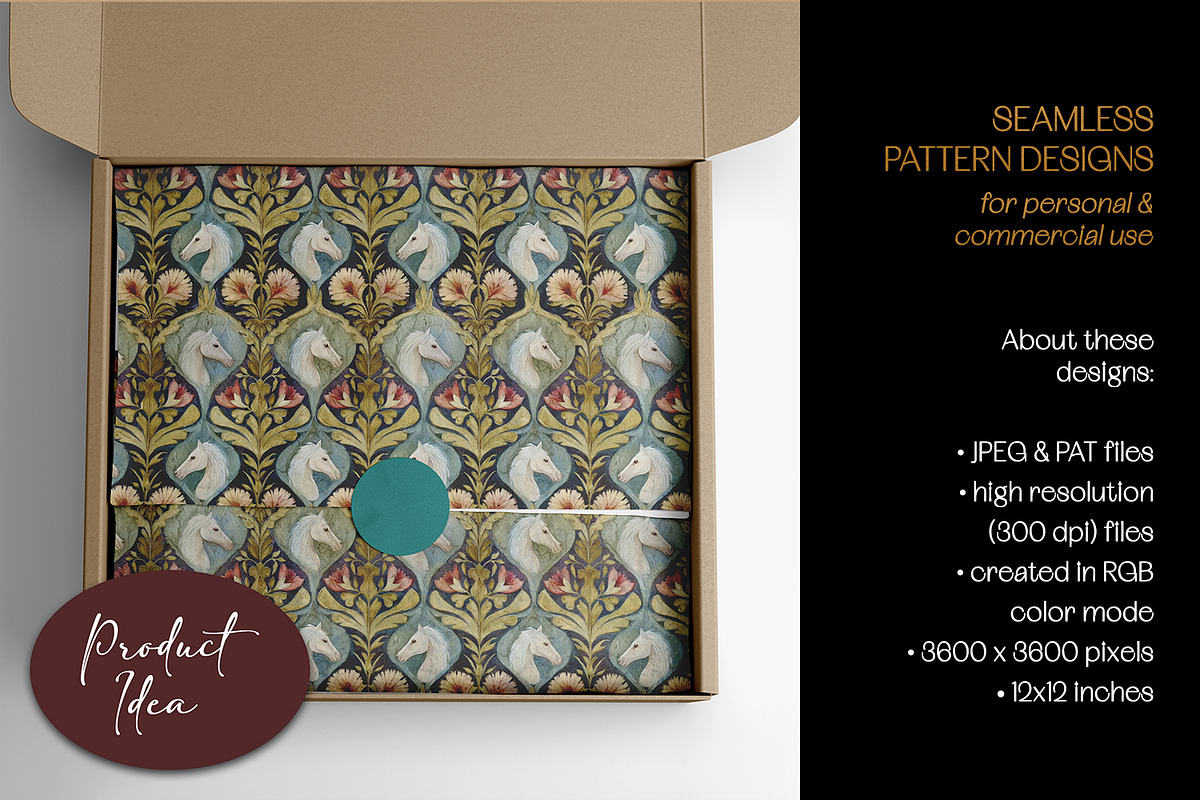 Damask Horses Seamless Patterns, a Pattern Graphic by The Dutch Lady Designs (Photo 7 of 9)