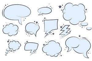 Speech bubbles and shapes with stars, an Object Illustration by Tati_Kli