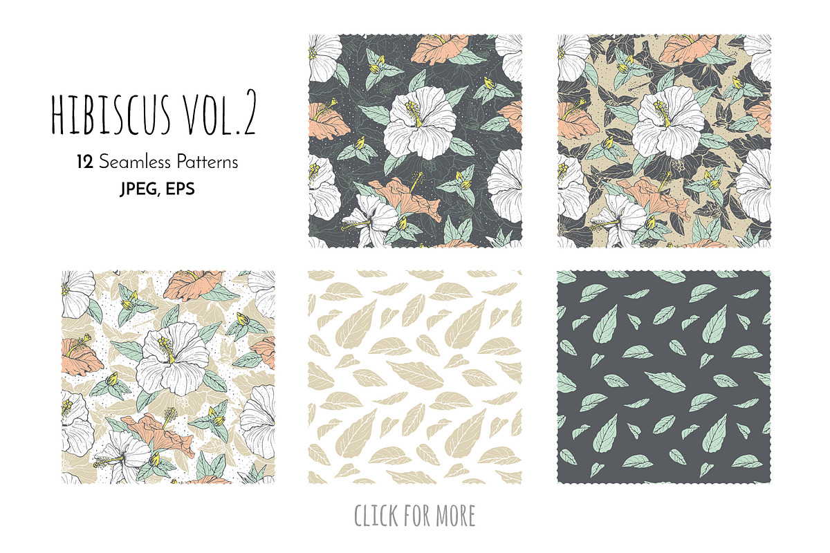 Hibiscus Line Drawing Floral Pattern, a Pattern Graphic by Rose Design (Photo 2 of 12)