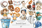 Watercolor Baseball Clipart, an Illustration by Design Market (Thumbnail 1 of 4)
