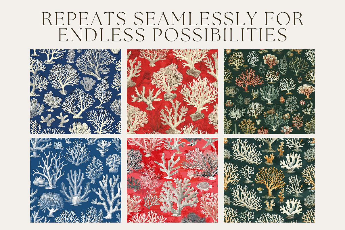 12 Sea Coral Dreams Patterns, a Pattern Graphic by Inknfolly (Photo 2 of 7)