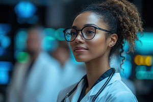 Doctor in a medical facility evaluat, a Photo by Tanuart
