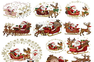 Knitted Santa Reindeer PNG Bundle
