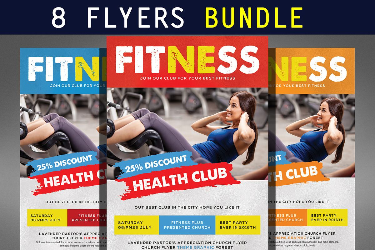 Fitness Flyers bundle, a Flyer Template by Graphic Templates (Photo 1 of 9)
