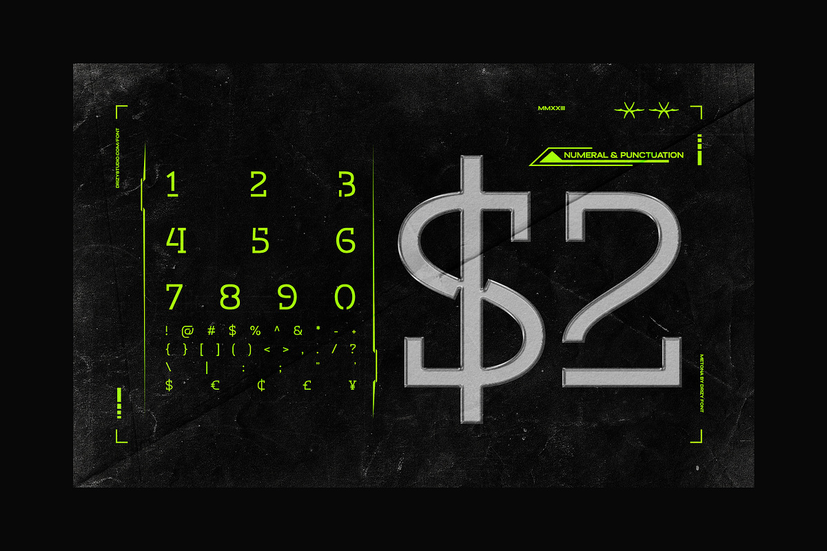 Metona - A Stencil Futuristic Font, a Slab Serif Font by Drizy (Photo 3 of 9)