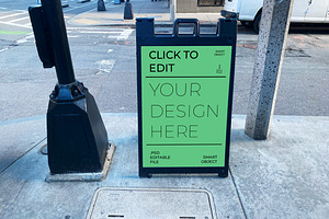 Sidewalk Street Sign Mockup