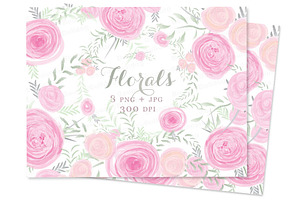 Watercolor Clip Art Pink Roses