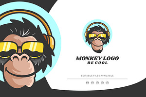 Cool Monkey Mascot Cartoon Logo