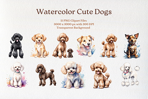 11PNG WATERCOLOR CUTE DOGS CLIPART, an Animal Illustration by Vachira Digital Studio