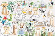 Watercolor Cute Safari animals clipa, an Illustration by Designworld (Thumbnail 1 of 4)