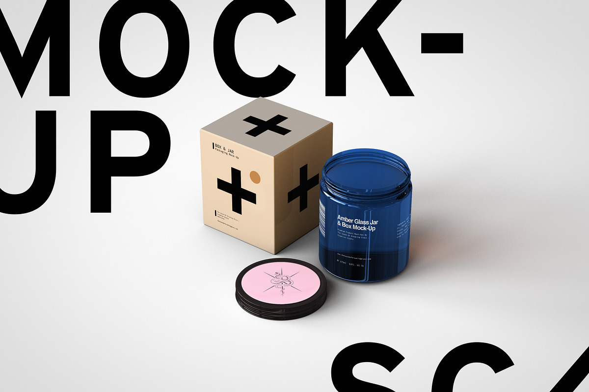 Amber Cosmetics Jar & Box Mock-Up, a Product Mockup by TSOBG (Photo 17 of 18)