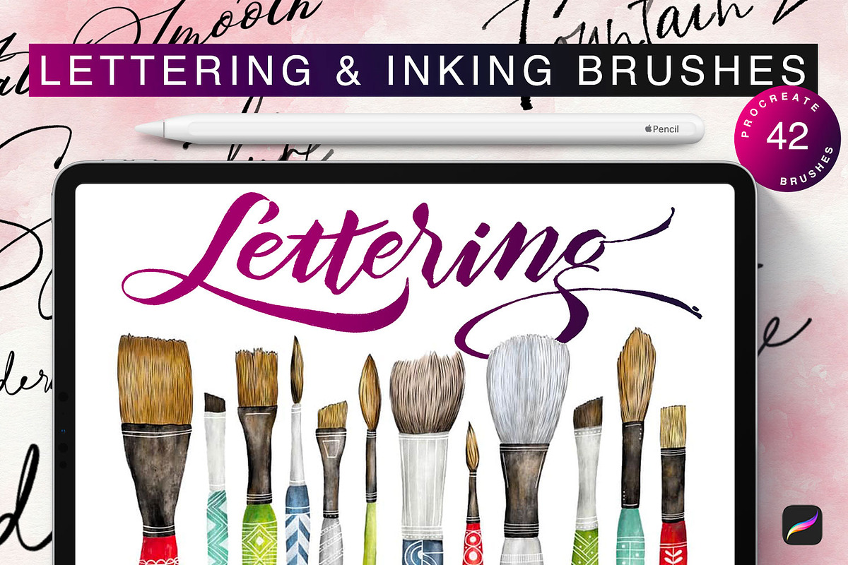 Procreate 5 Lettering Brushes, a Brush Add-On by RadekBroz (Photo 1 of 10)