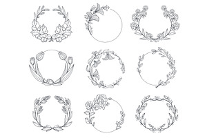 Floral branches round frames, an Object Illustration by YummyBuum