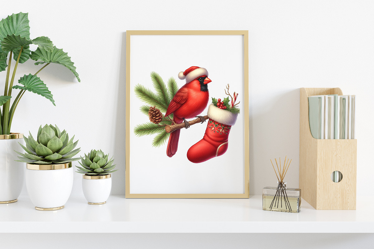 Watercolor Red Cardinal Christmas, an Illustration by Canvas Craft (Photo 7 of 7)
