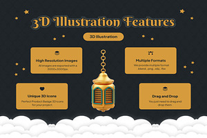 Golden Ramadan Ornament Decoration, an Object 3D Model by Creative Perspective