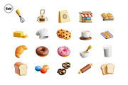 Bakery Shop 3D Icon Set, a Food & Drink 3D Model by SLAB! Design (Thumbnail 4 of 4)