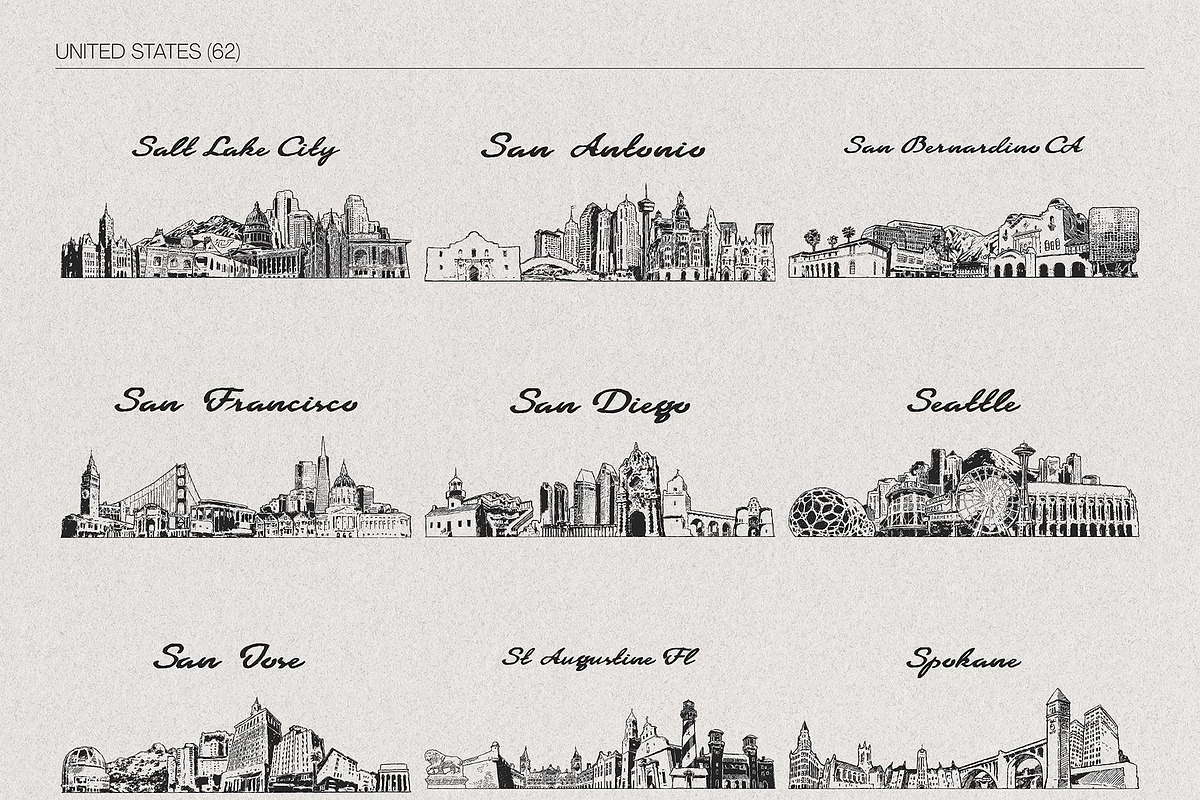 Hand Drawn City & Country Skylines, a Work Illustration by TheMountBirdStudio (Photo 13 of 20)