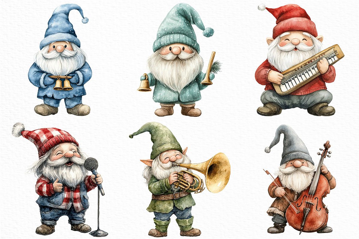 Christmas Gnome Musicians PNG, an Illustration by Craft Nest (Photo 5 of 6)