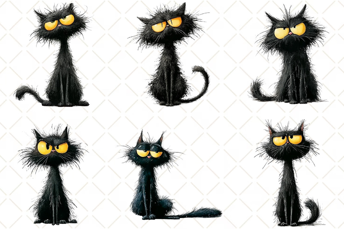 Whimsical Cat Clipart, an Illustration by Black Bird Studio (Photo 6 of 6)