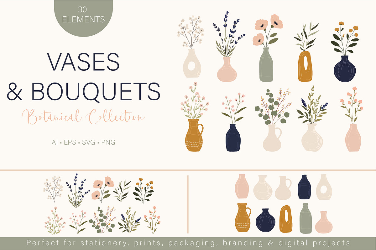 Vases & Bouquets Botanical Set, an Object Graphic by OREHOVKA (Photo 1 of 5)