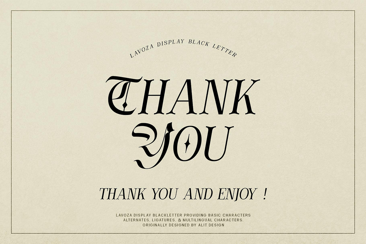 Lavoza typeface, a Blackletter Font by alit design (Photo 15 of 15)