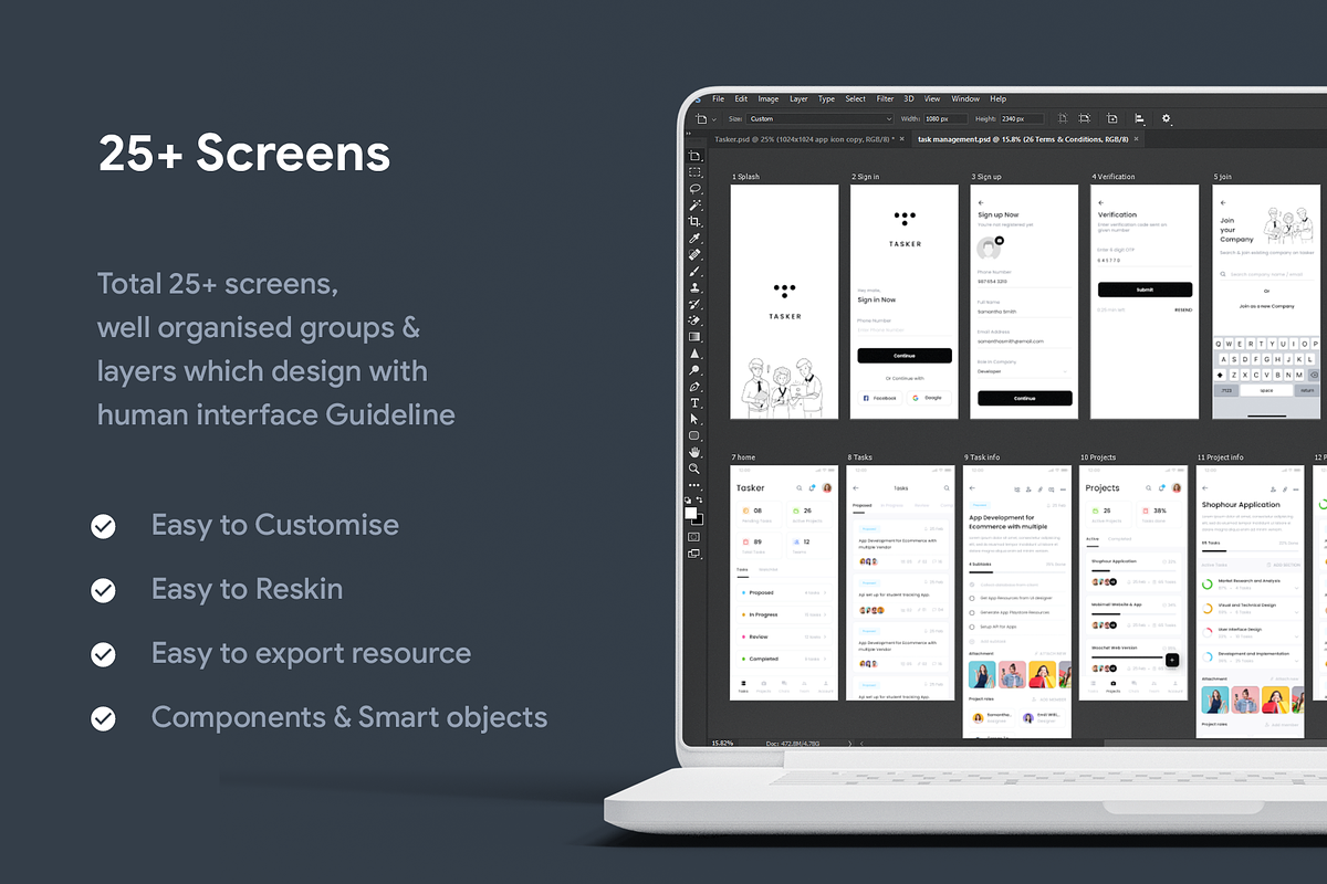 Task Management App UI Kit | Tasker, an UI Kit Template by Opus LabWorks (Photo 5 of 7)