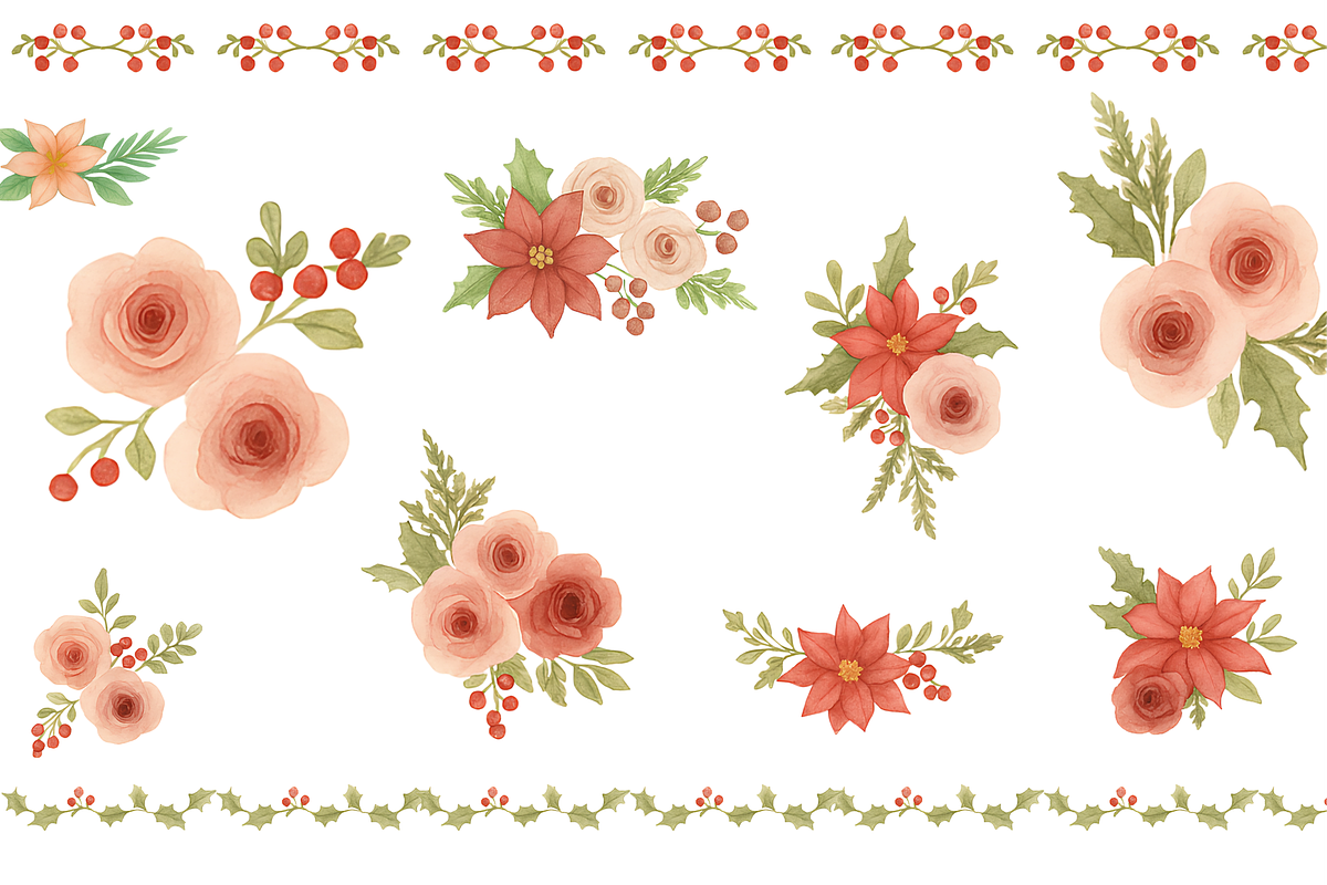 Christmas Watercolor Clip, a Decorative Illustration by Yana_mide (Photo 15 of 18)