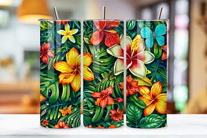 3D Lush Green Leaves Tumbler Wrap