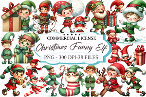 Christmas Funny Elf Clipart, an Illustration by designcity5