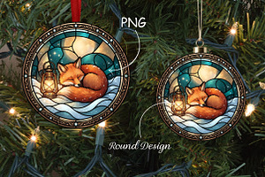 Stained Glass Fox Ornament Art, a Seasonal Illustration by CrexoraLab