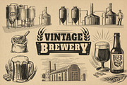 Vintage brewery. Alcohol production., a Food Illustration by bioraven (Thumbnail 1 of 15)