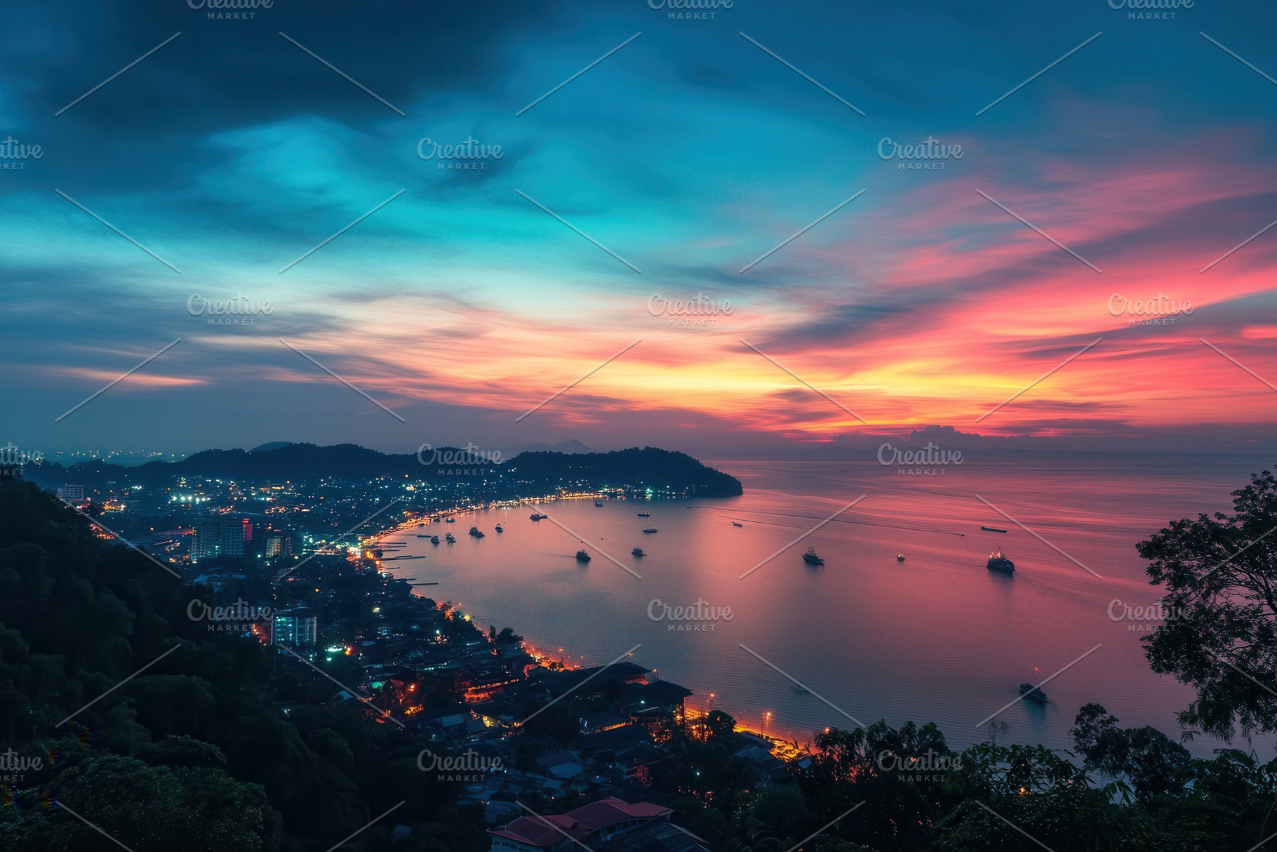 Dramatic sky with colorful clouds, a Photo by Pavel_design
