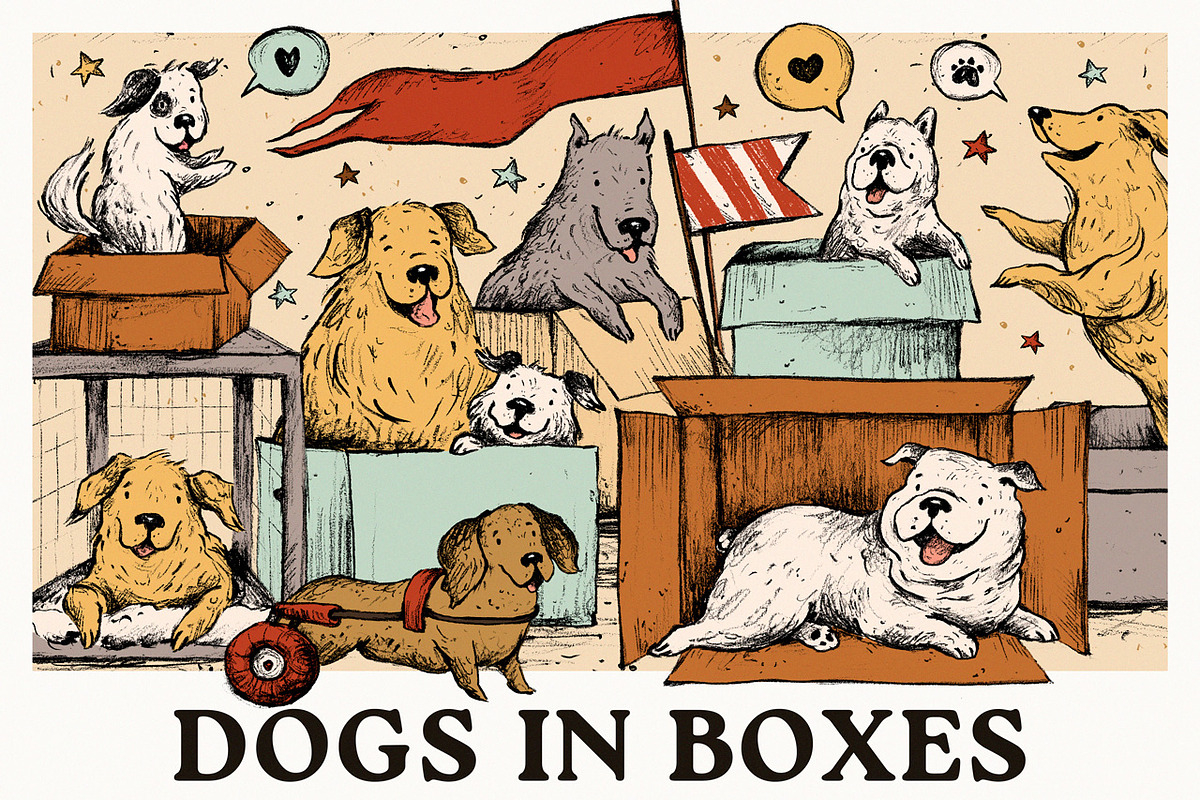 Dogs in Boxes Graphic Set, an Animal Illustration by Yeticrab (Photo 1 of 13)