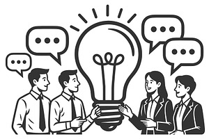 Business Team Sharing Ideas with, a Person Illustration by AlexArt