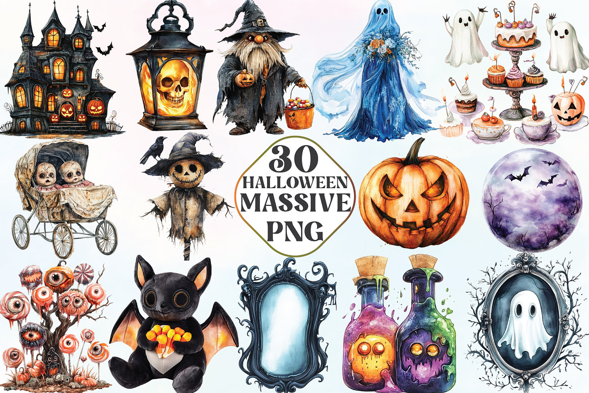 Massive Halloween Watercolor, an Illustration by CraftArtStudio (Photo 1 of 6)