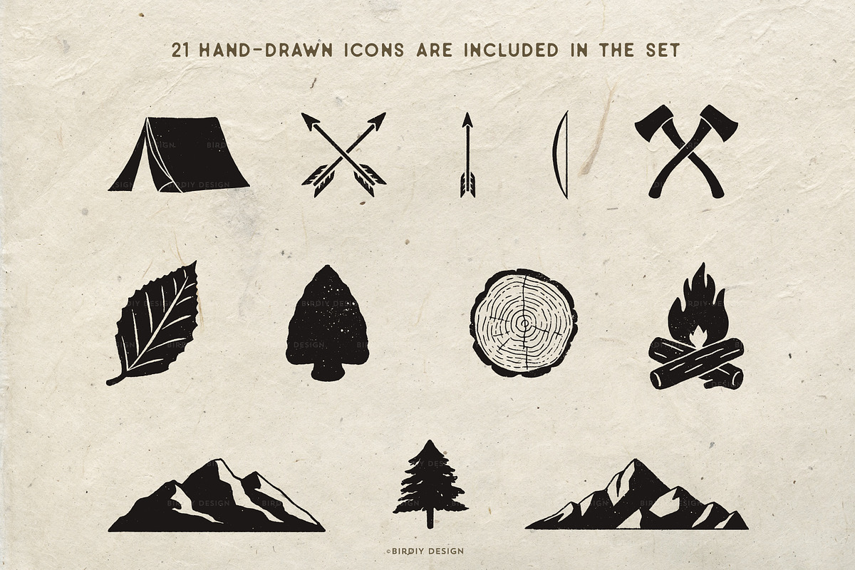 Rustic Nature Icons & Illustrations, an Icon by BirDIY Design