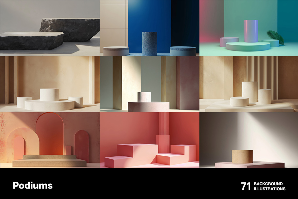 Podiums. 71 images, a Decorative Illustration by Handmadefont (Photo 4 of 14)