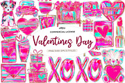watercolor valentine day clipart, an Illustration by CreationArt (Thumbnail 1 of 7)