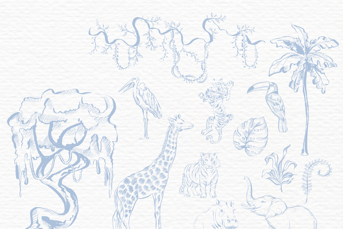 Toile de jouy safari animals clipart, an Animal Illustration by Invite to Clipart (Photo 3 of 5)