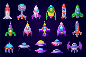 Game spaceships. Cartoon spacecraft, a Technology Illustration by Stock-Smart-Start