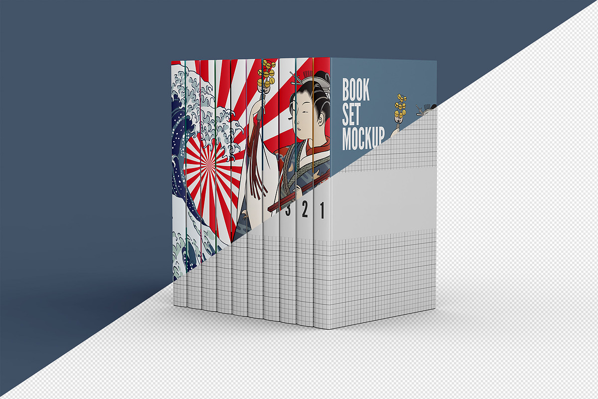 Books Set Mockup - 10 views, a Books & Magazine Mockup by Illusiongraphic (Photo 13 of 21)