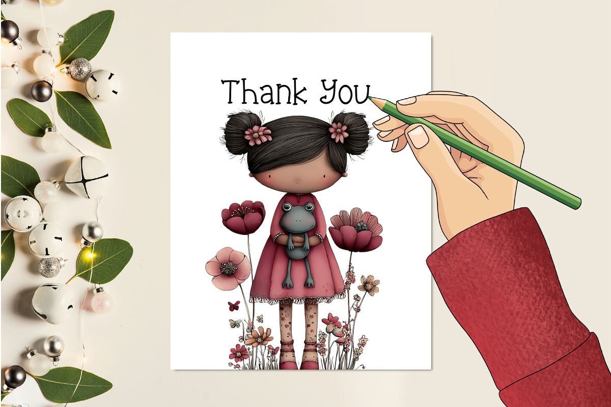 Whimsical Flowers and Girls Clipart, an Illustration by Creative Art (Photo 8 of 11)