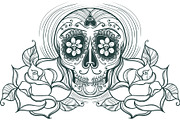 Vector Sugar Skull with roses, a Pattern Graphic by Shusha Guna Art (Thumbnail 7 of 8)
