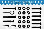 Bolt Screw SVG, Bolt Screws SVG, an Object Graphic by VectorWorlds (Thumbnail 2 of 3)