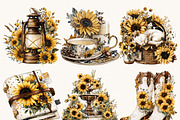 Watercolor Sunflower Clipart Bundle, a Person Illustration by BusyDaydesign (Thumbnail 3 of 9)