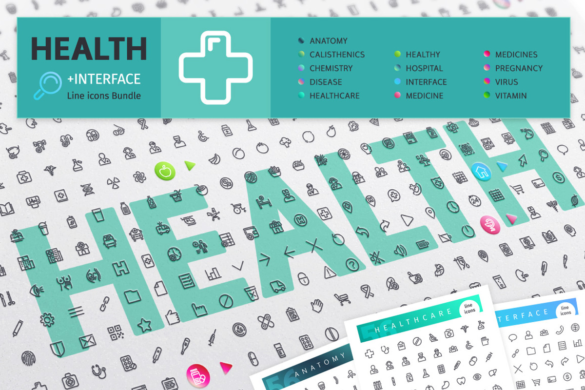 Health 700+ Line Icons Bundle, an Outline Icon by Voysla's Shop (Photo 1 of 8)