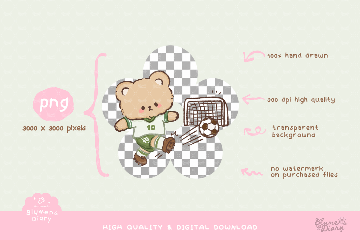 Soccer Love Story Bear Bunny Clipart, a Sport Illustration by Blumensdiary (Photo 3 of 6)