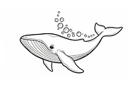Whale Line Art Vector Bundle, an Illustration by yasushie (Thumbnail 12 of 51)